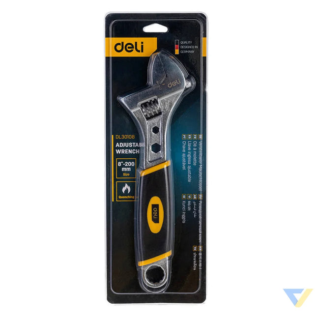 Adjustable Wrench with Plastic Handler Deli Tools EDL30108 8’’ (silver) Wrenches