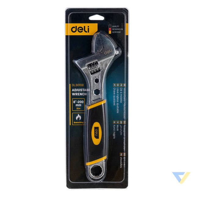 Adjustable Wrench with Plastic Handler Deli Tools EDL30108 8’’ (silver) Wrenches