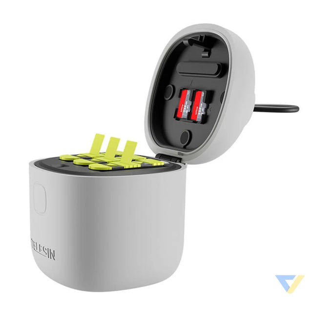 Allin box Telesin waterproof three channel charger + 2 batteries for GoPro Hero 12 / Hero 11 / Hero 10 / Hero 9 (GP BTR