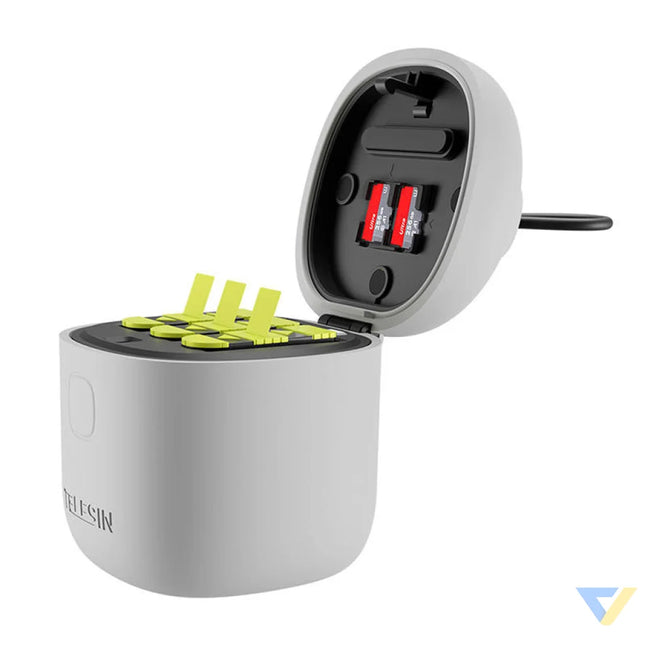 Allin box Telesin waterproof three channel charger + 2 batteries for GoPro Hero 12 / Hero 11 / Hero 10 / Hero 9 (GP BTR