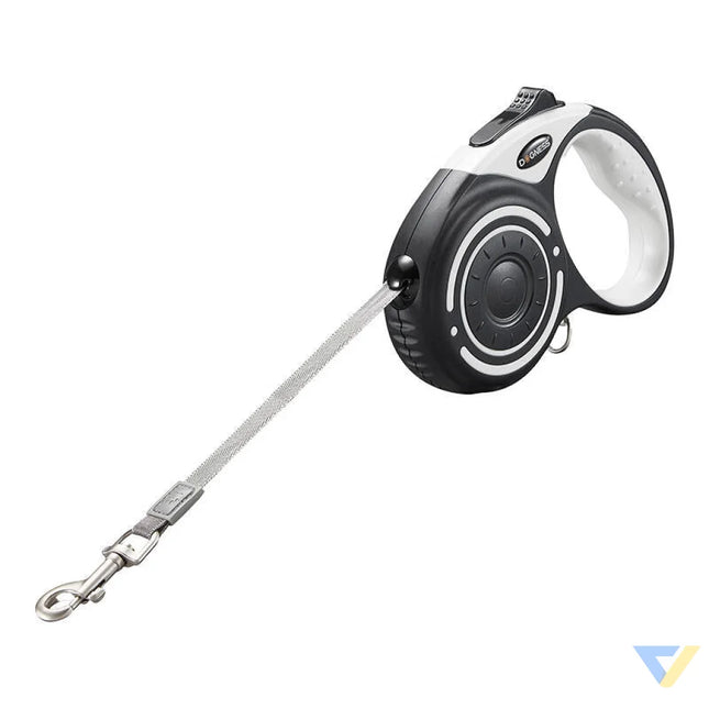 Automatic leash 5m with flashlight and bag container and Dogness bags (gray) Walking and transportation