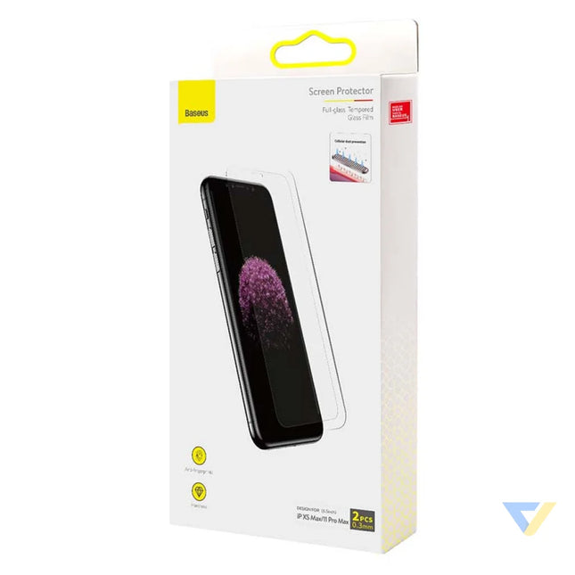 Baseus 0.3mm Full glass Tempered Glass Film(2pcs pack) for iPhone XS Max/11 Pro Max 6.5inch For smartphones