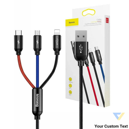 Baseus 3in1 Cable USB C / Lightning / Micro 3,5A 0,3m (Black) Combo Cables