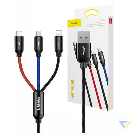 Baseus 3in1 Cable USB C / Lightning / Micro 3,5A 0,3m (Black) Combo Cables