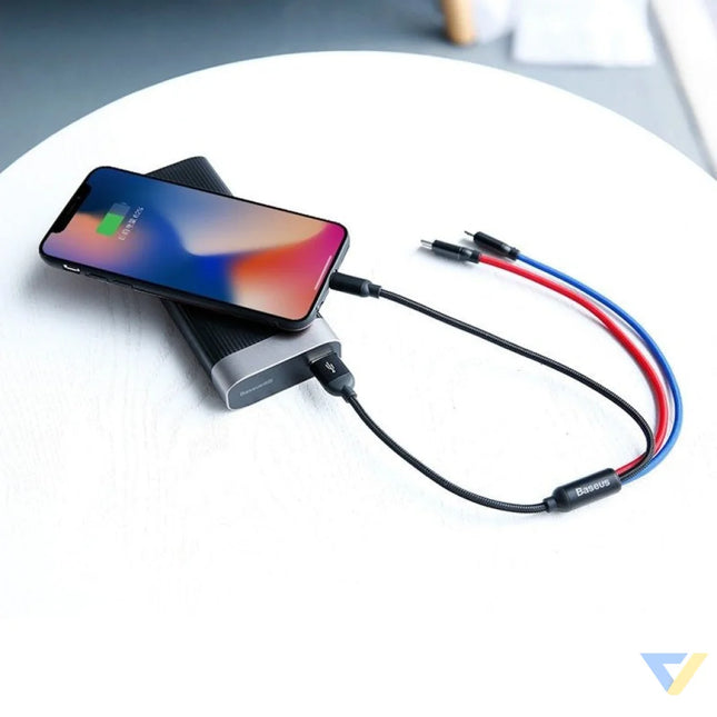Baseus 3in1 Cable USB C / Lightning / Micro 3,5A 0,3m (Black) Combo Cables