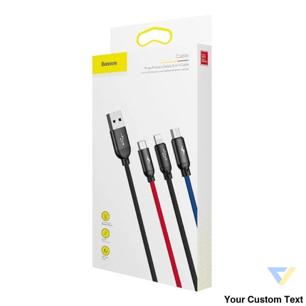 Baseus 3in1 Cable USB C / Lightning / Micro 3,5A 0,3m (Black) Combo Cables
