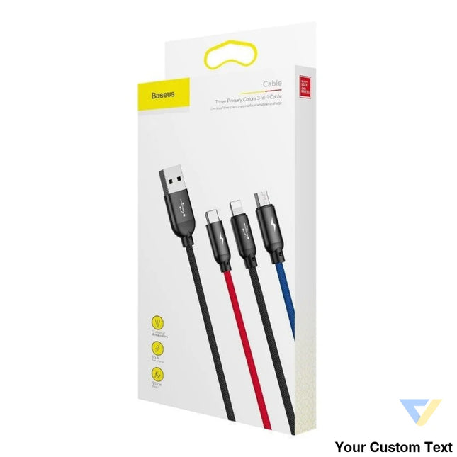 Baseus 3in1 Cable USB C / Lightning / Micro 3,5A 0,3m (Black) Combo Cables