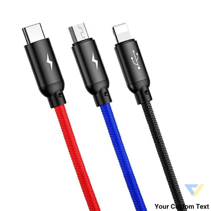 Baseus 3in1 Cable USB C / Lightning / Micro 3,5A 0,3m (Black) Combo Cables