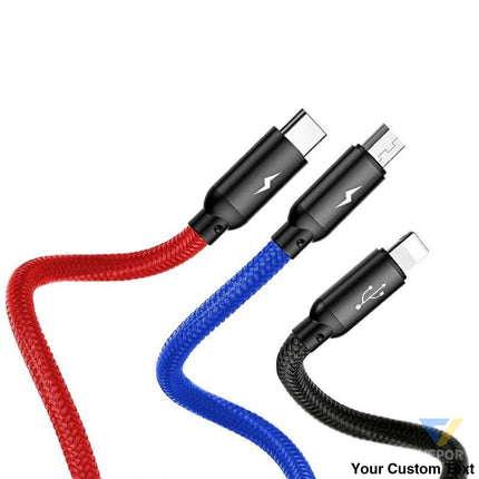 Baseus 3in1 Cable USB C / Lightning / Micro 3,5A 0,3m (Black) Combo Cables