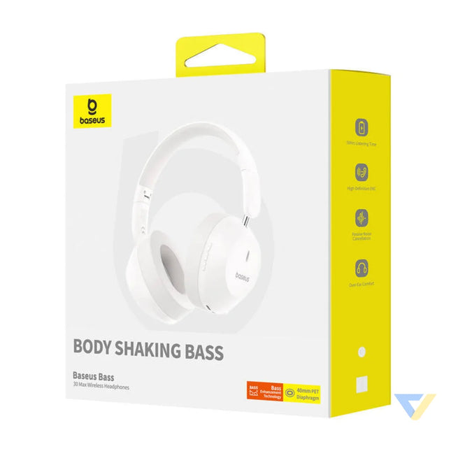 Baseus Bass 30 Max Wireless Headphones (white) Over ear