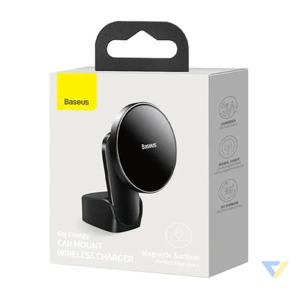 Baseus Big Energy car mount with wireless charger 15W for Iphone 12 / Iphone 13 (Black) Phone holders