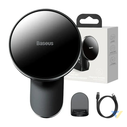 Baseus Big Energy car mount with wireless charger 15W for Iphone 12 / Iphone 13 (Black) Phone holders