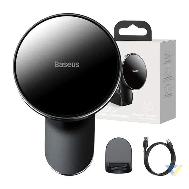 Baseus Big Energy car mount with wireless charger 15W for Iphone 12 / Iphone 13 (Black) Phone holders
