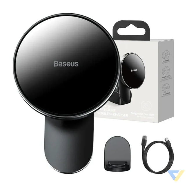 Baseus Big Energy car mount with wireless charger 15W for Iphone 12 / Iphone 13 (Black) Phone holders