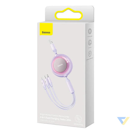 Baseus Bright Mirror 2 3 in 1 USB 3 in 1 cable for micro USB / USB C / Lightning 3.5A 1.1m (Purple) Combo Cables