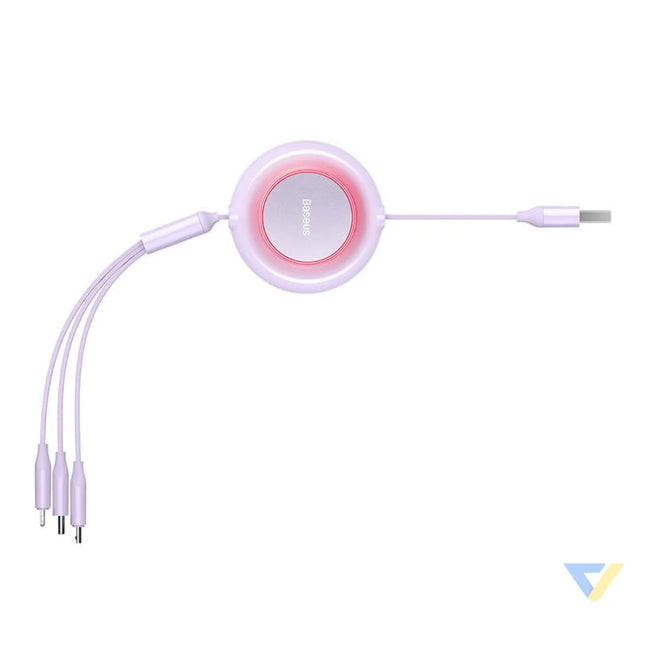 Baseus Bright Mirror 2 3 in 1 USB 3 in 1 cable for micro USB / USB C / Lightning 3.5A 1.1m (Purple) Combo Cables