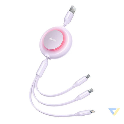 Baseus Bright Mirror 2 3 in 1 USB 3 in 1 cable for micro USB / USB C / Lightning 3.5A 1.1m (Purple) Combo Cables