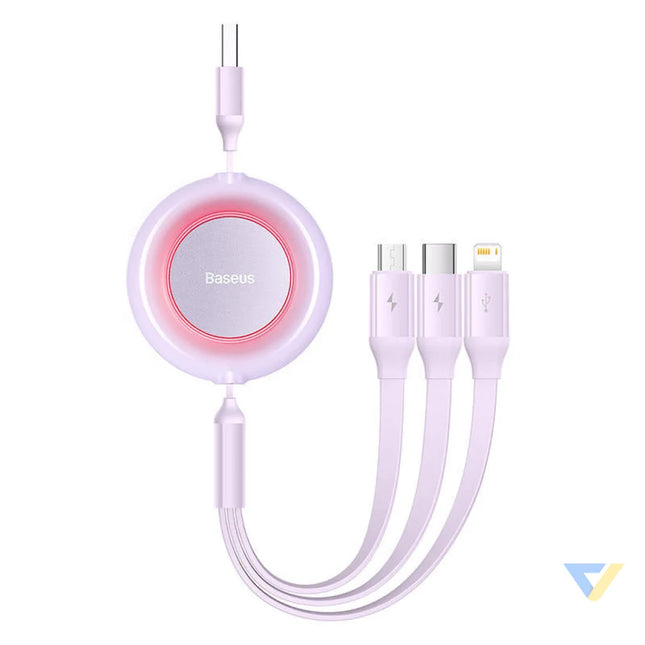 Baseus Bright Mirror 2 3 in 1 USB 3 in 1 cable for micro USB / USB C / Lightning 3.5A 1.1m (Purple) Combo Cables