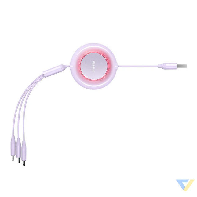 Baseus Bright Mirror 2 3 in 1 USB 3 in 1 cable for micro USB / USB C / Lightning 3.5A 1.1m (Purple) Combo Cables