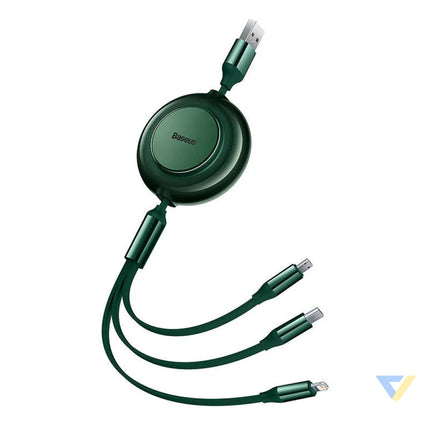 Baseus Bright Mirror 2 USB 3 in 1 cable for micro USB / USB C / Lightning 3.5A 1.1m (Green) Combo Cables
