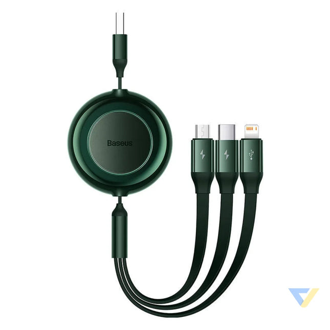 Baseus Bright Mirror 2 USB 3 in 1 cable for micro USB / USB C / Lightning 3.5A 1.1m (Green) Combo Cables