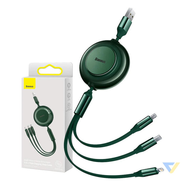 Baseus Bright Mirror 2 USB 3 in 1 cable for micro USB / USB C / Lightning 3.5A 1.1m (Green) Combo Cables