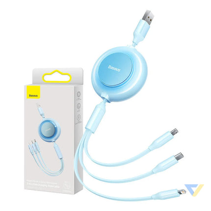Baseus Bright Mirror 2 USB 3 in 1 cable for micro USB / USB C / Lightning 3.5A 1.1m (Sky blue) Combo Cables