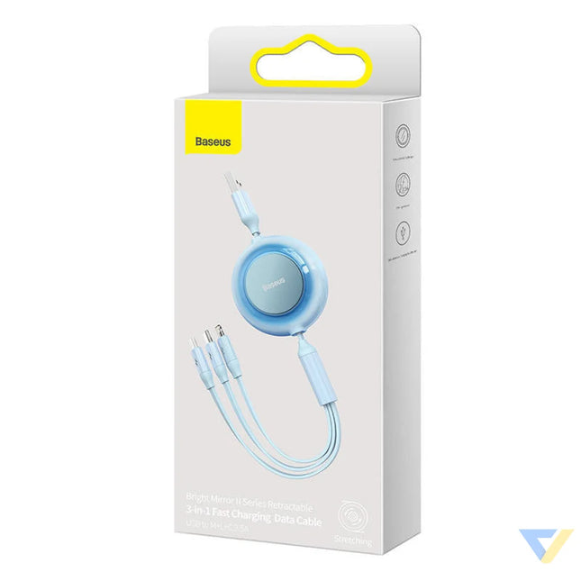 Baseus Bright Mirror 2 USB 3 in 1 cable for micro USB / USB C / Lightning 3.5A 1.1m (Sky blue) Combo Cables