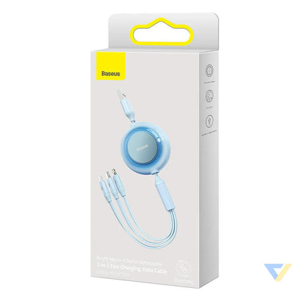 Baseus Bright Mirror 2 USB 3 in 1 cable for micro USB / USB C / Lightning 3.5A 1.1m (Sky blue) Combo Cables