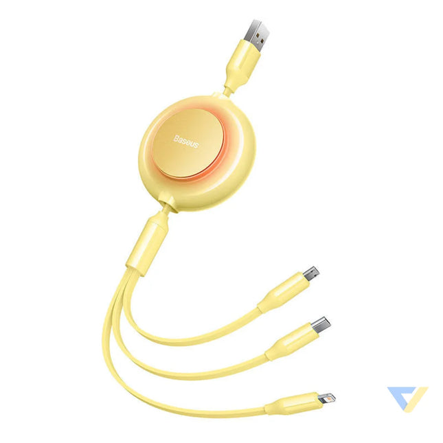 Baseus Bright Mirror 2 USB 3 in 1 cable for micro USB / USB C / Lightning 3.5A 1.1m (Yellow) Combo Cables