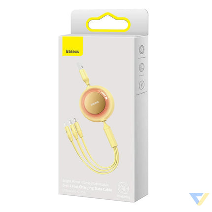 Baseus Bright Mirror 2 USB 3 in 1 cable for micro USB / USB C / Lightning 3.5A 1.1m (Yellow) Combo Cables
