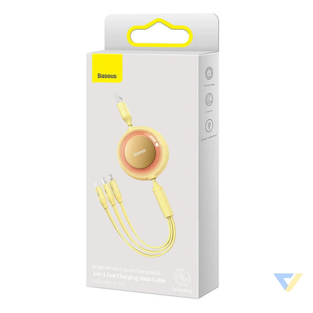 Baseus Bright Mirror 2 USB 3 in 1 cable for micro USB / USB C / Lightning 3.5A 1.1m (Yellow) Combo Cables