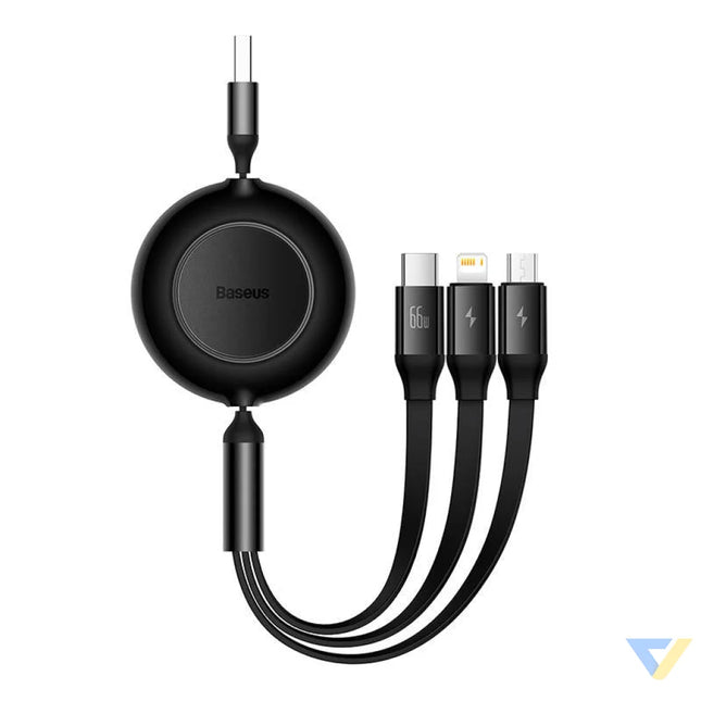 Baseus Bright Mirror 3 USB 3 in 1 cable for micro USB / USB C / Lightning 66W / 2A 1.1m (Black) Combo Cables