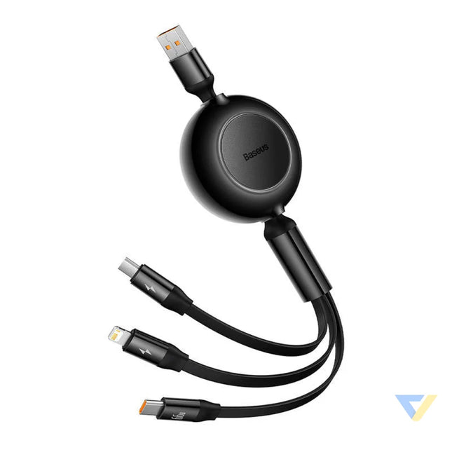 Baseus Bright Mirror 3 USB 3 in 1 cable for micro USB / USB C / Lightning 66W / 2A 1.1m (Black) Combo Cables