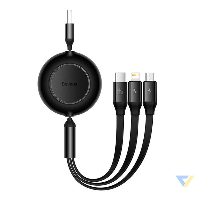 Baseus Bright Mirror 3 USB 3 in 1 cable for micro USB / USB C / Lightning 66W / 2A 1.1m (Black) Combo Cables