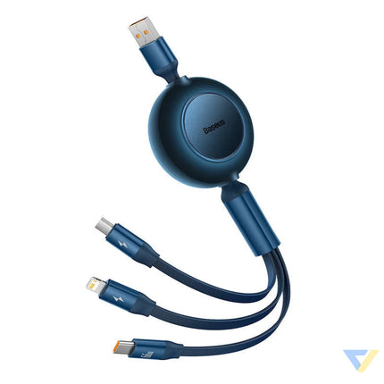 Baseus Bright Mirror 3 USB 3 in 1 cable for micro USB / USB C / Lightning 66W / 2A 1.1m (Blue) Combo Cables