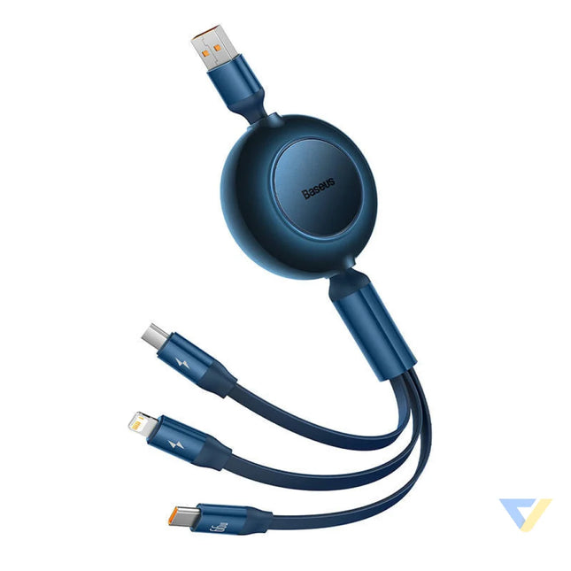 Baseus Bright Mirror 3 USB 3 in 1 cable for micro USB / USB C / Lightning 66W / 2A 1.1m (Blue) Combo Cables