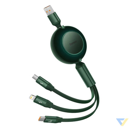 Baseus Bright Mirror 3 USB 3 in 1 cable for micro USB / USB C / Lightning 66W / 2A 1.1m (Green) Combo Cables