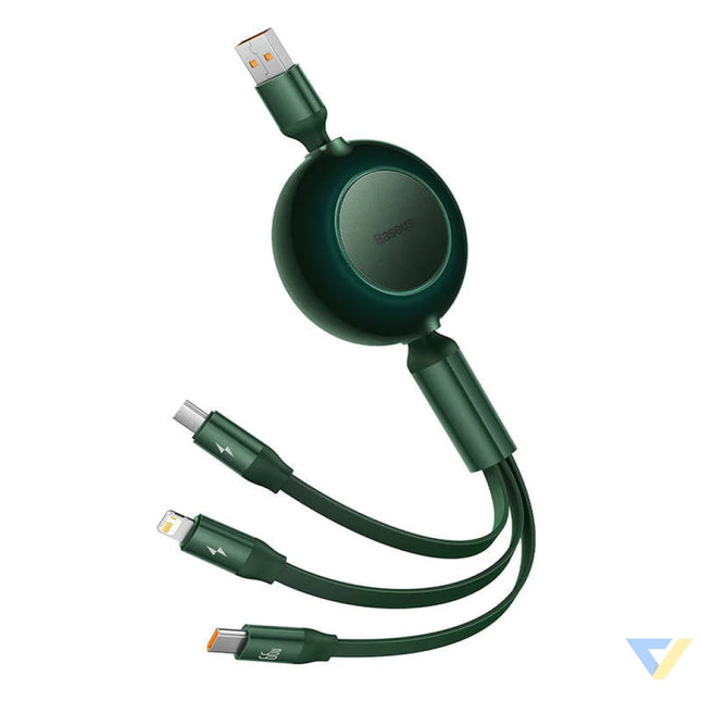 Baseus Bright Mirror 3 USB 3 in 1 cable for micro USB / USB C / Lightning 66W / 2A 1.1m (Green) Combo Cables
