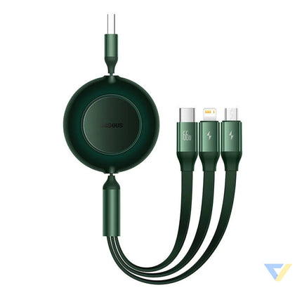 Baseus Bright Mirror 3 USB 3 in 1 cable for micro USB / USB C / Lightning 66W / 2A 1.1m (Green) Combo Cables