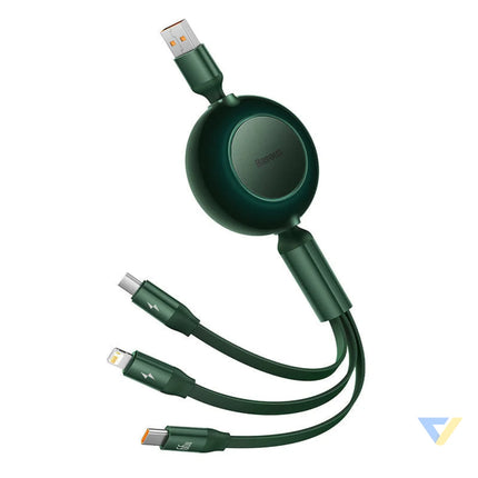 Baseus Bright Mirror 3 USB 3 in 1 cable for micro USB / USB C / Lightning 66W / 2A 1.1m (Green) Combo Cables