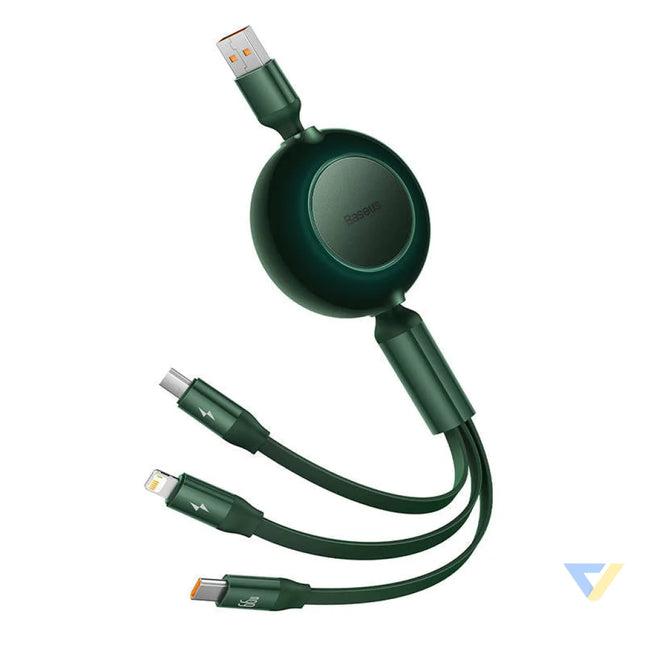 Baseus Bright Mirror 3 USB 3 in 1 cable for micro USB / USB C / Lightning 66W / 2A 1.1m (Green) Combo Cables
