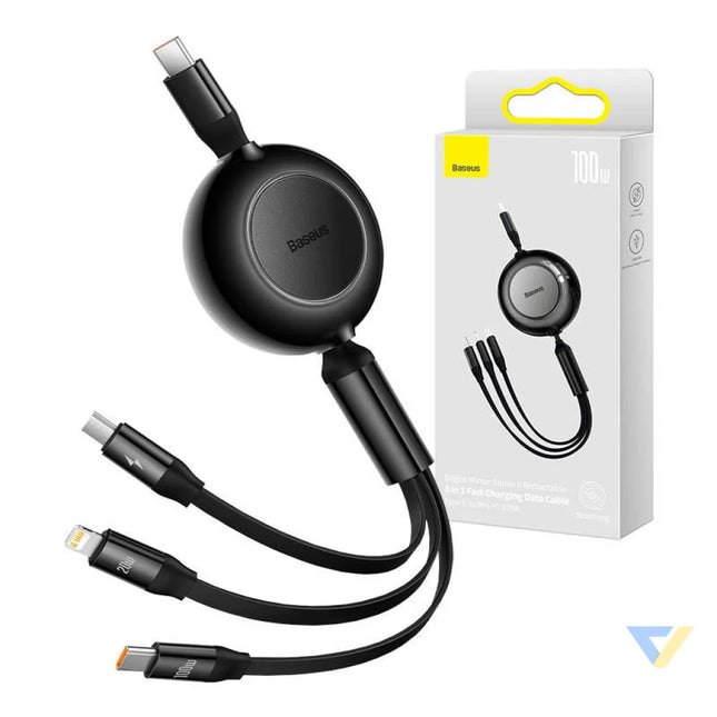 Baseus Bright Mirror 4 USB C 3 in 1 cable for micro USB / USB C / Lightning 100W / 3.5A 1.1m (Black) Combo Cables
