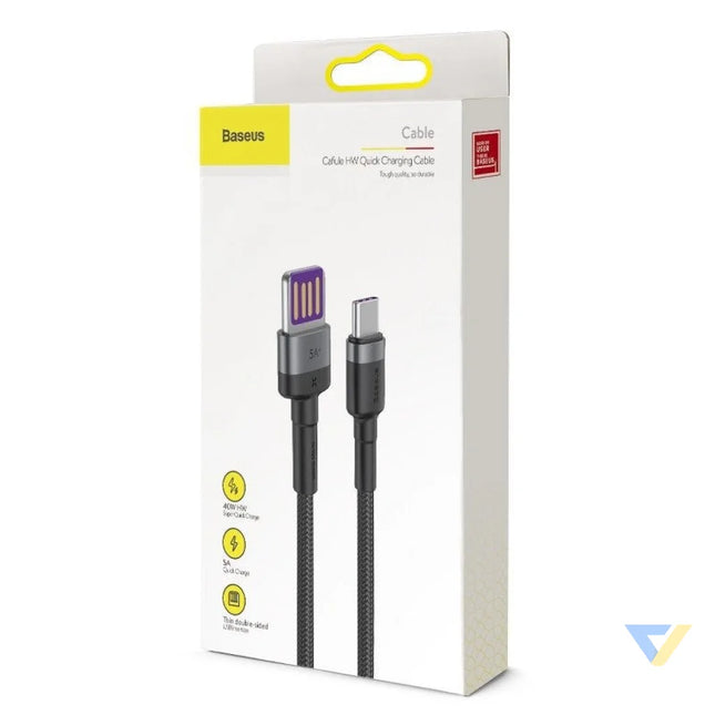 Baseus Cafule USB C Cable Huawei SuperCharge QC 3.0 5A 1m (Black + Gray) USB to USB C