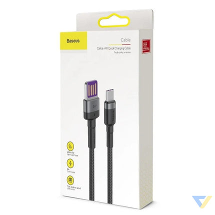 Baseus Cafule USB C Cable Huawei SuperCharge QC 3.0 5A 1m (Black + Gray) USB to USB C