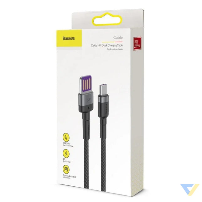 Baseus Cafule USB C Cable Huawei SuperCharge QC 3.0 5A 1m (Black + Gray) USB to USB C
