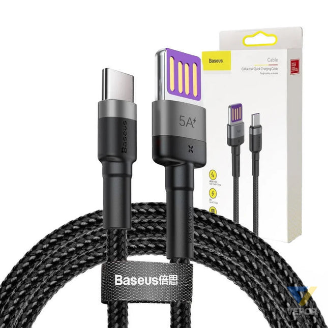 Baseus Cafule USB C Cable Huawei SuperCharge QC 3.0 5A 1m (Black + Gray) USB to USB C