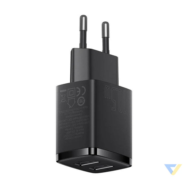 Baseus Compact Quick Charger 2x USB 10.5W (black) mains chargers