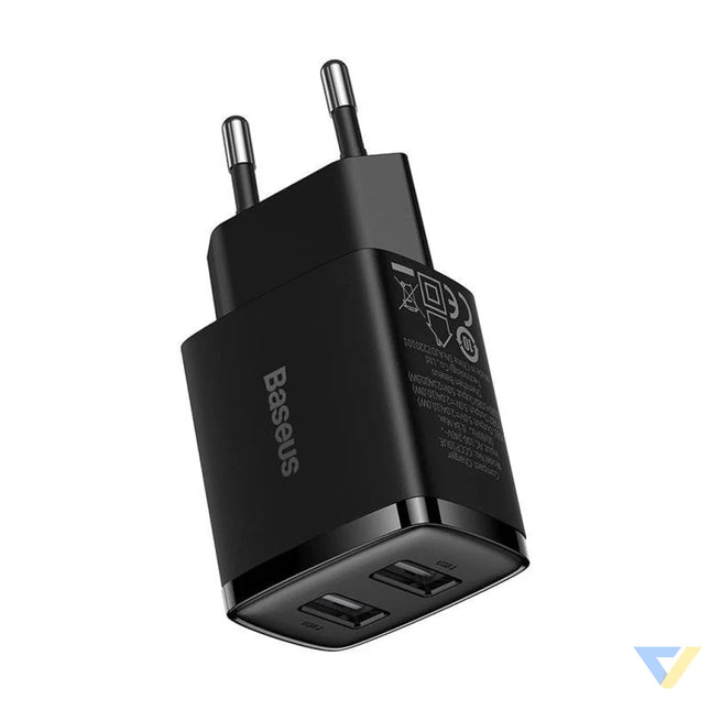 Baseus Compact Quick Charger 2x USB 10.5W (black) mains chargers