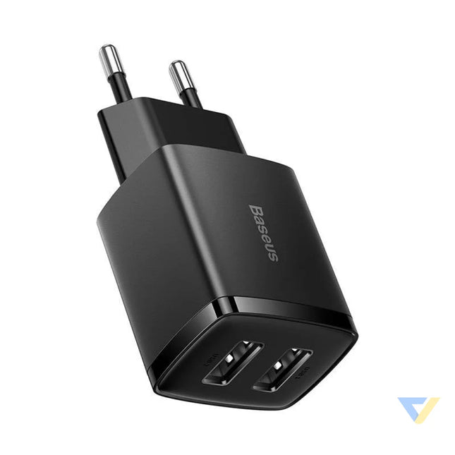 Baseus Compact Quick Charger 2x USB 10.5W (black) mains chargers